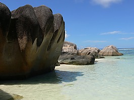 塞舌尔,海滩,岩