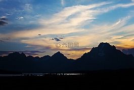 日出,日落,山