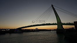 夕阳下的桥,情人桥,桥梁