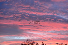 夜,晚上,紅色的天空