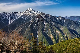 山,kitadake,日本的第二高峰跨越邊境之間