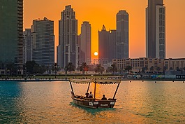 迪拜,sonenuntergang,浪漫的摩天大樓