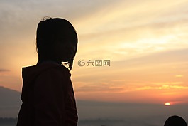 日出,兒童,側(cè)影