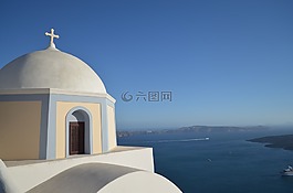 圣托里尼,交叉,海洋