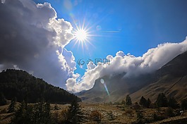 景觀,山,云