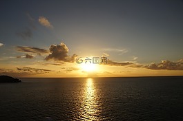 日落,海,加勒比
