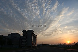 藍(lán)天,白云,日落