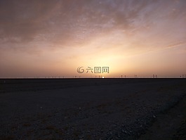 日落,地平線,荒野