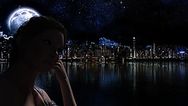 夜,剪影,天際線