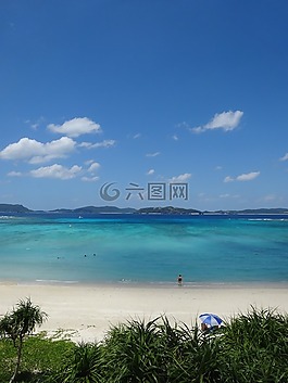 海,海灘,藍(lán)色的天空