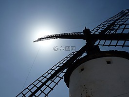 風(fēng)車,太陽,天空