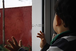玻璃,窗口,儿童