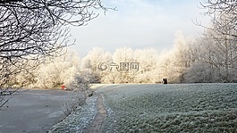 公园路,雪,冷