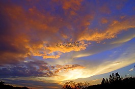 日落,天空,日本