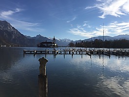 湖,城堡,阿尔卑斯山