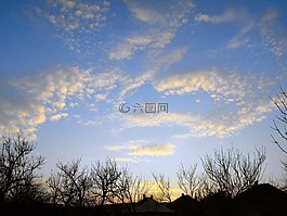 天空,云,日落