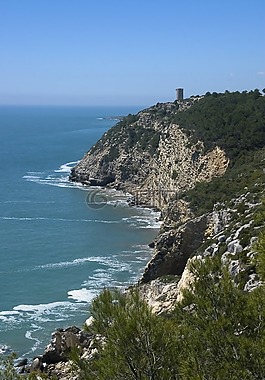 塞拉利昂 d'irta 西班牙,海景,巖