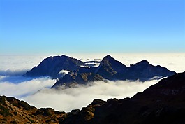 山,云,天空