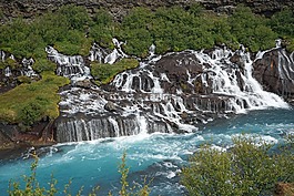 瀑布,barnafoss,冰島