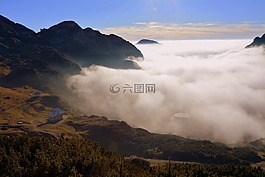 山,云,天空