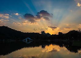 黎明,水域,日落