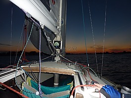 帆船,日落