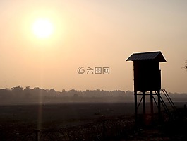 日落,印度,旅行