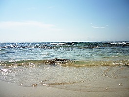 海,海灘,波