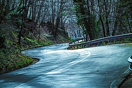 山,路,摩托車、 自行車