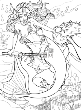 著色,圖畫書,美人魚