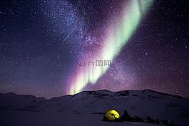 夜,奧羅拉,雪