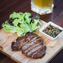 烤架,牛排,豬肉