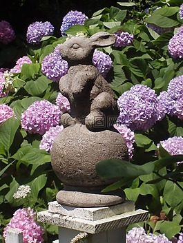 花,花園,雕像