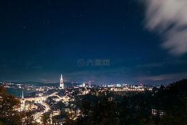 伯尔尼,夜间照片,长时间曝光