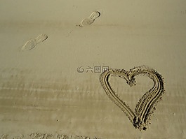 海灘,沙,心臟