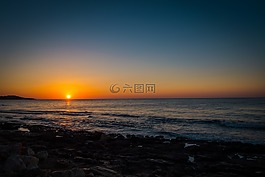 海,濱,日出