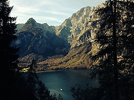 高山,湖,山