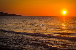 日出,濱,海灘