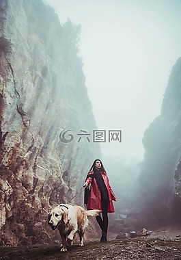 女孩,霧,戶外