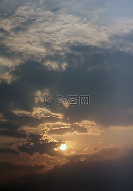日落,云,cloudscape的