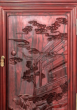 門,紅酸枝,雕刻