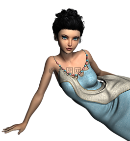坐,女子,3d