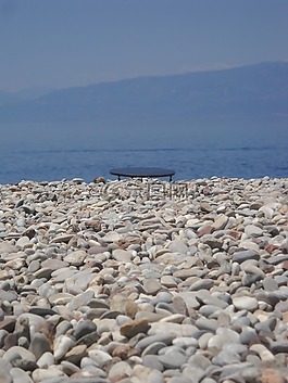 海灘,石,水