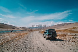 路,卡車的藍(lán)色天空,景觀
