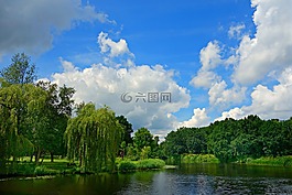 湖,公园,景观