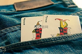 小丑,卡,牛仔裤