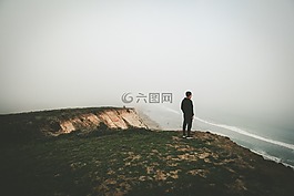 人,站在,尋找