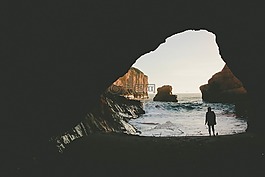 洞穴,海,海灘