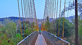 吊橋,自行車騎手,繩橋