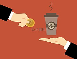咖啡,買,支付